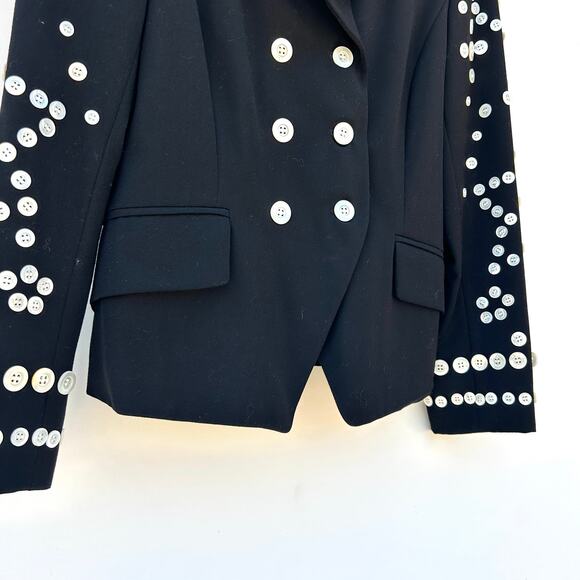 Vintage 90s Escada Margaretha Ley Black Blazer Buttons Wool Jacket 36 Couture 4 - Picture 6 of 13